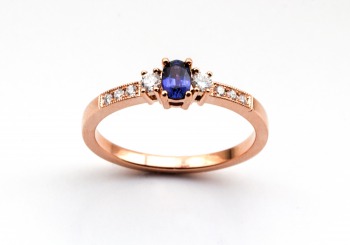 Rose Gold Yogo Sapphire & Diamond Ring