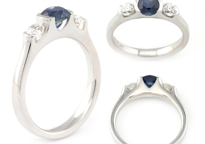 Montana Sapphire Three Stone Ring
