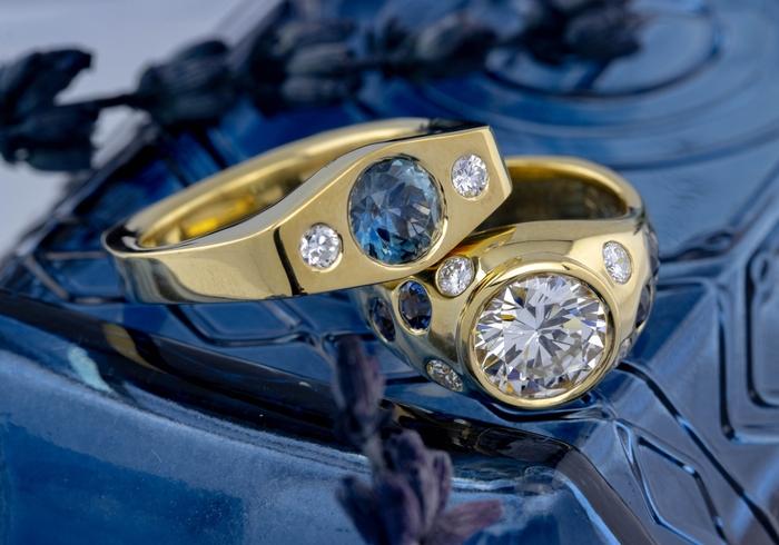 Montana Sapphire and Diamond Ring Set