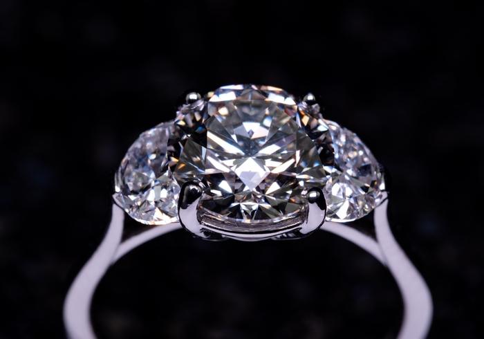 Half-Moon Diamond Three Stone Ring
