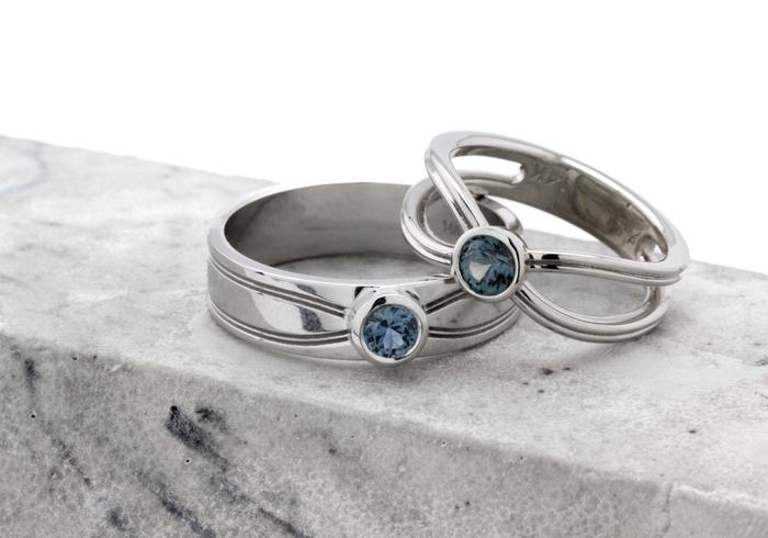 Custom Montana Sapphire Wedding Set