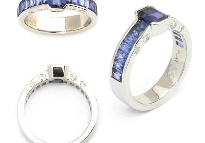 Custom Yogo Sapphire Baguette Ring