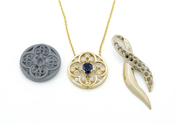 Yogo Sapphire Pendant with Old Pendant and 3D Printed model