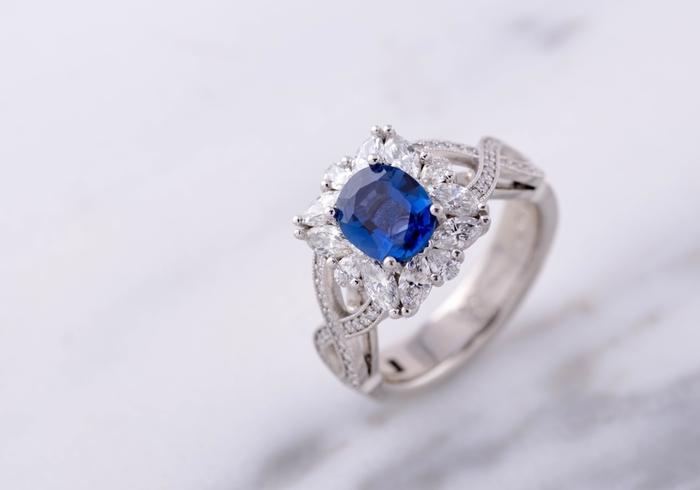Custom Yogo Sapphire Engagement Ring