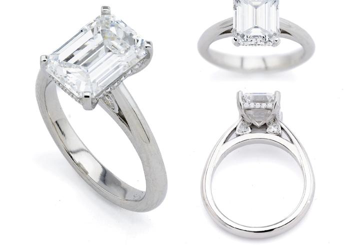 Accented Diamond Solitaire Ring