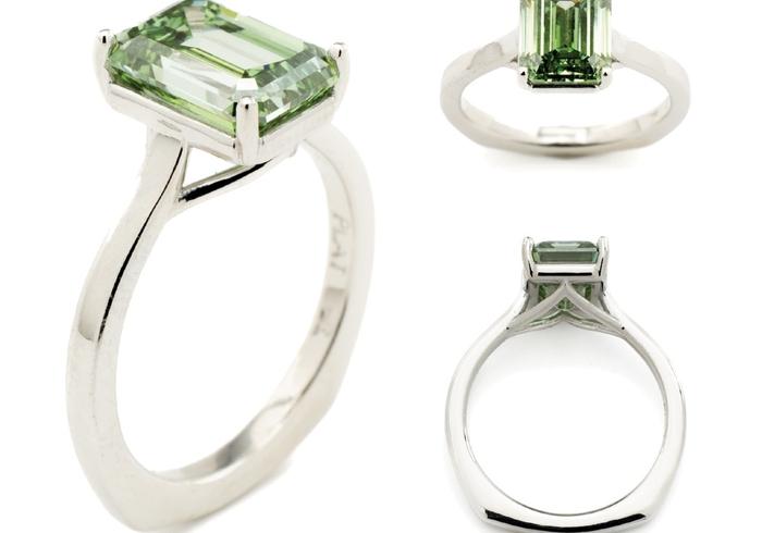 Green Diamond Solitaire Ring