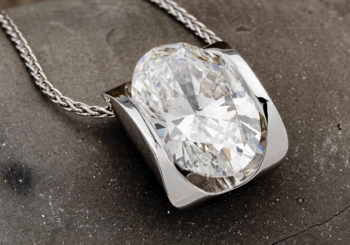 Oval Diamond Solitaire Pendant