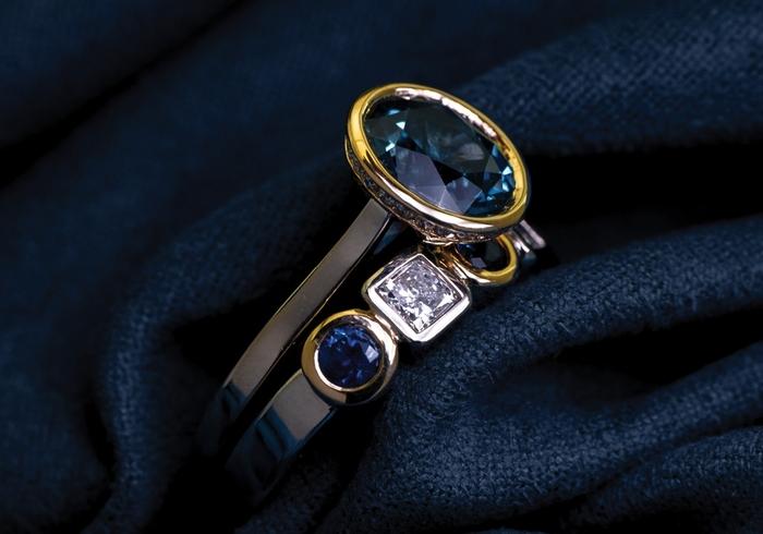 Montana Sapphire and Diamond Set