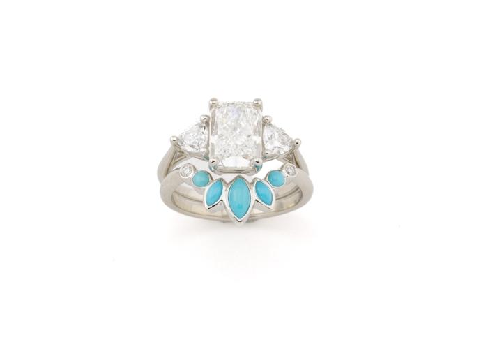 Diamond and Turquoise Wedding Set