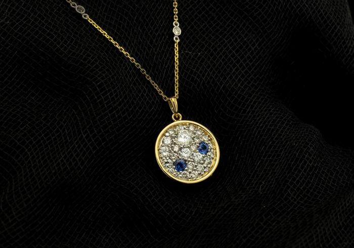 Yogo and Diamond Pave Pendant
