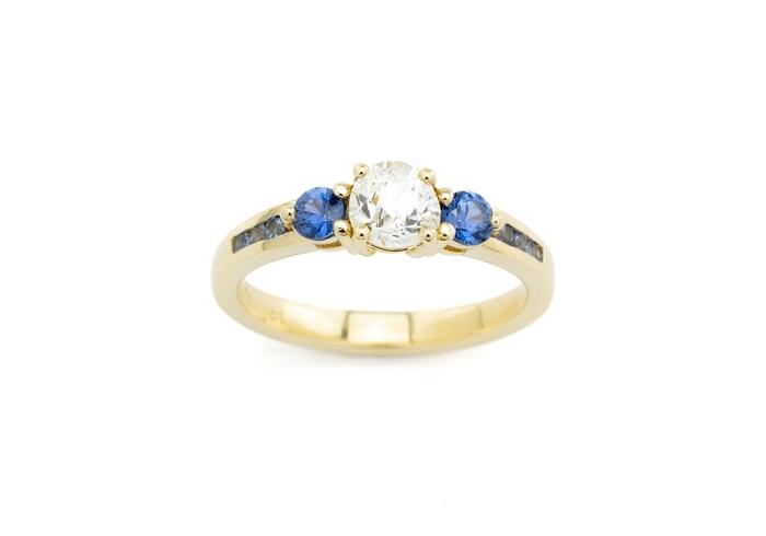 Yogo and Diamond Embellished 3 Stone Ring