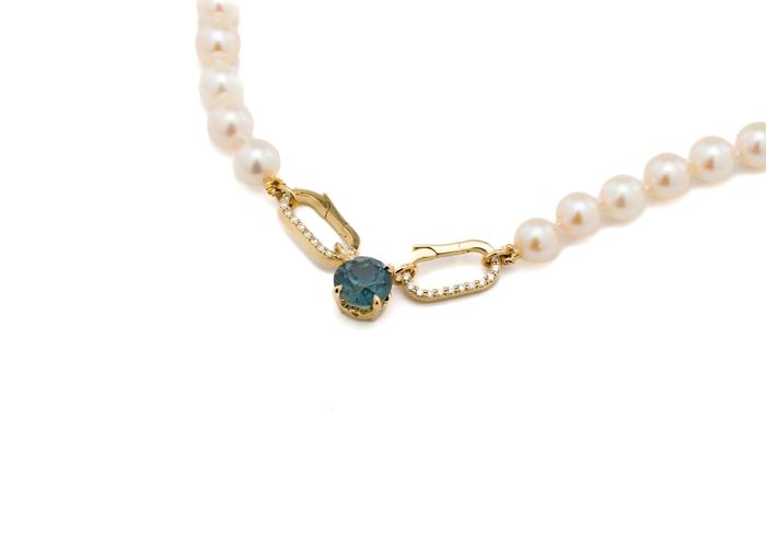 Custom Montana Sapphire Pearl Clasp