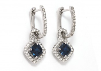 18K Sapphire and Diamond Earrings