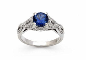 18K Yogo Sapphire and Diamond Ring