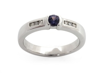 14K Montana Sapphire and Diamond Ring