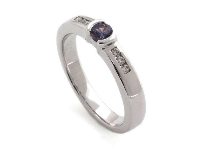14K Montana Sapphire and Diamond Ring