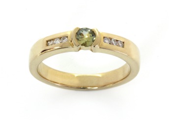 14K Montana Sapphire and Diamond Ring