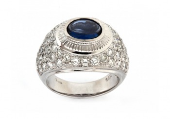 14K Yogo Sapphire and Diamond Ring