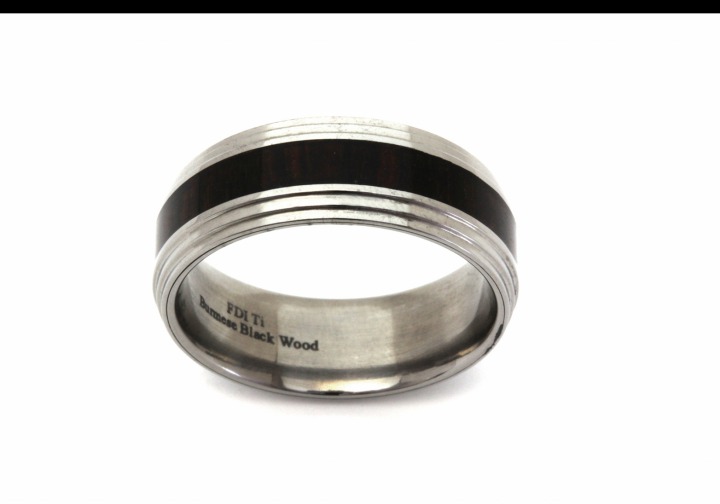 Men's Titanium Wood Inlay Wedding Band