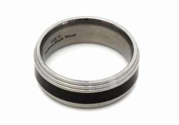Men's Titanium Wood Inlay Wedding Band