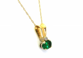 14K Tsavorite and Diamond Pendant 14K Tsavorite and Diamond Pendant