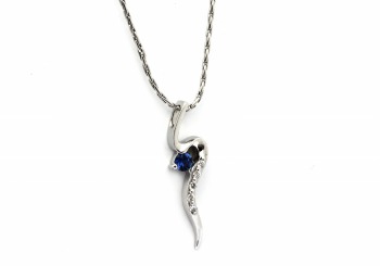 14K Yogo Sapphire & Diamond Pendant 14K Yogo Sapphire & Diamond Pendant