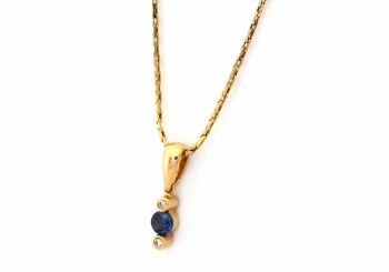 14K Yogo Sapphire & Diamond Pendant 14K Yogo Sapphire & Diamond Pendant