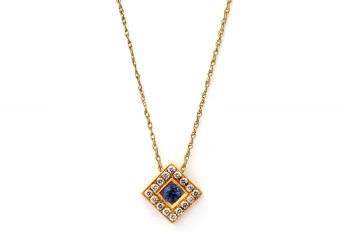 .29ct Yogo Sapphire and Diamond Pendant .29ct Yogo Sapphire and Diamond Pendant