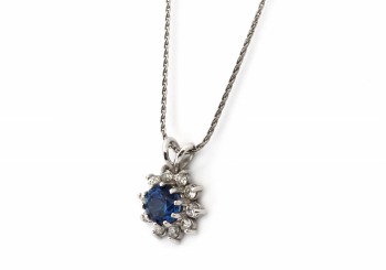 14K Yogo Sapphire and Diamond Pendant 14K Yogo Sapphire and Diamond Pendant