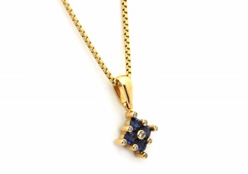 14K Yogo Sapphire and Diamond Pendant 14K Yogo Sapphire and Diamond Pendant