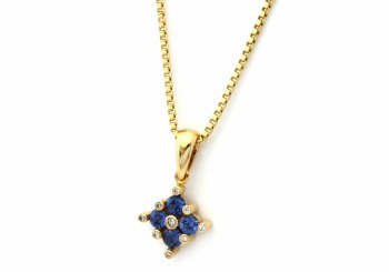 14K Yogo Sapphire & Diamond Pendant 14K Yogo Sapphire & Diamond Pendant