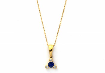 14K Yogo Sapphire and Diamond Pendant