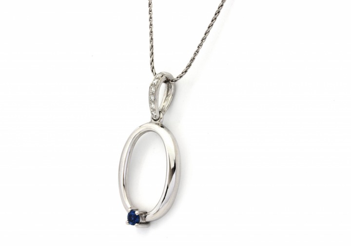 14K Yogo Sapphire and Diamond Pendant