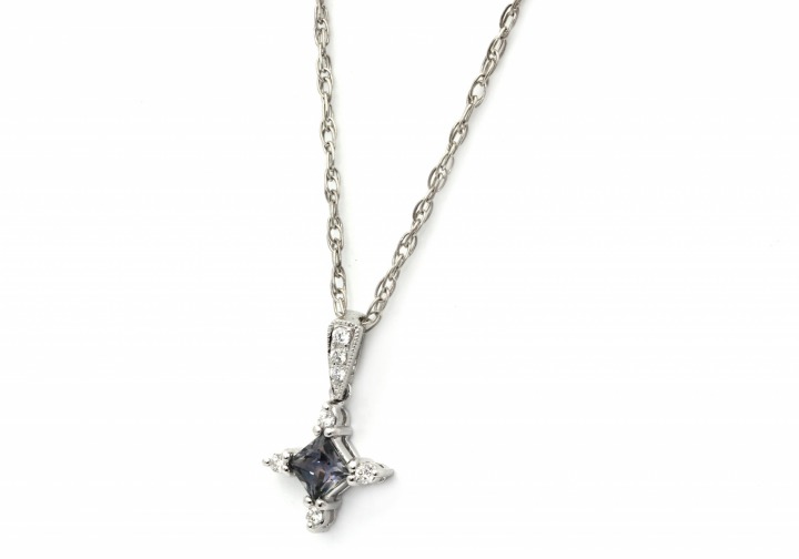 14K Fancy Montana Sapphire and Diamond Pendant