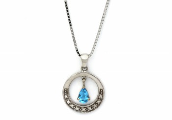14K Blue Topaz Pendant