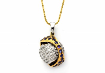 14K Yogo Sapphire and Diamond Pendant