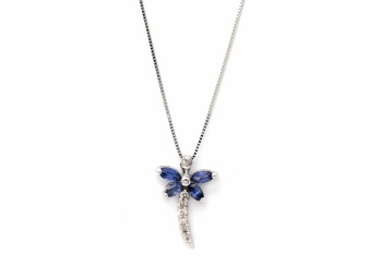 14K Yogo Sapphire & Diamond Pendant