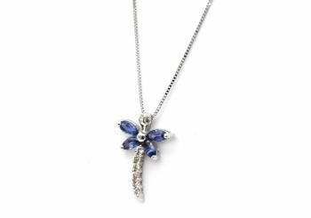 14K Yogo Sapphire & Diamond Pendant 14K Yogo Sapphire & Diamond Pendant
