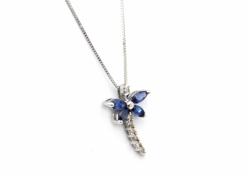14K Yogo Sapphire & Diamond Pendant 14K Yogo Sapphire & Diamond Pendant