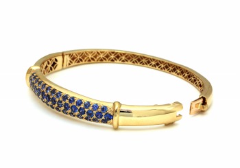 14K Yogo Sapphire Hinged Bangle 14K Yogo Sapphire Hinged Bangle