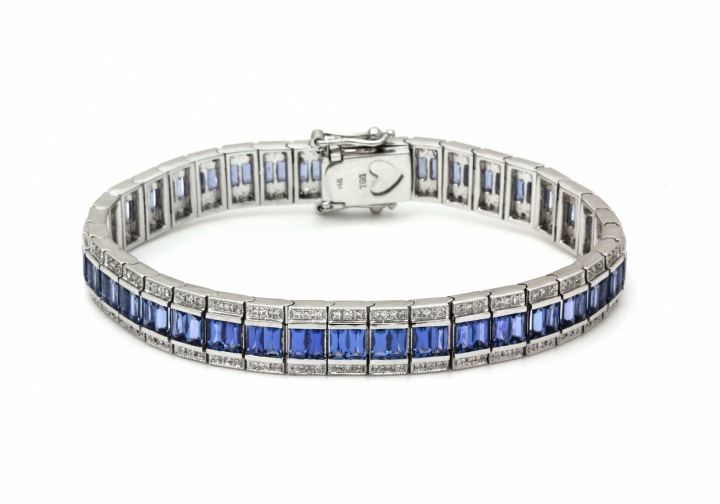 14K Yogo Sapphire & Diamond Bracelet