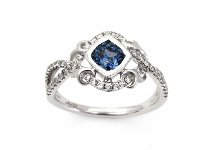 14K Montana Sapphire & Diamond Ring
