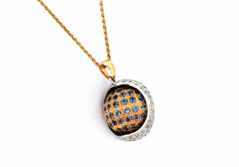 14K Yogo Sapphire & Diamond Pendant 14K Yogo Sapphire & Diamond Pendant