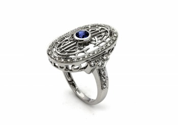 14K Yogo Sapphire & Diamond Ring 14K Yogo Sapphire & Diamond Ring