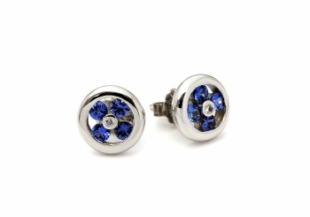 14KW Montana Yogo Sapphire and Diamond Earrings