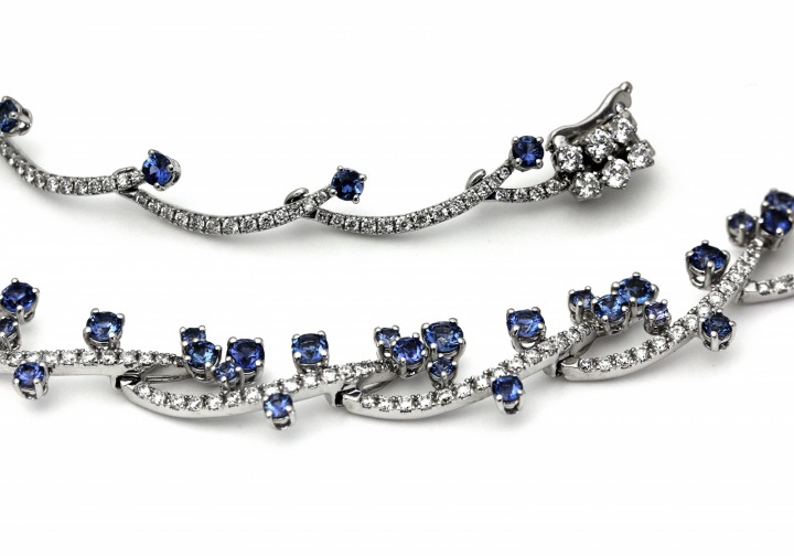 18K Yogo Sapphire and Diamond Necklace