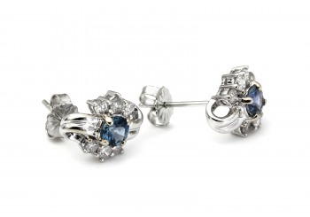 14K Montana Sapphire & Diamond Earrings 14K Montana Sapphire & Diamond Earrings