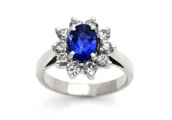 18K Sapphire & Diamond Ring