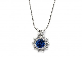 14K Yogo Sapphire and Diamond Pendant 14K Yogo Sapphire and Diamond Pendant