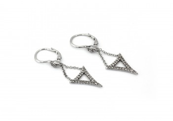 14K Triangle Diamond Drop Earrings 14K Triangle Diamond Drop Earrings